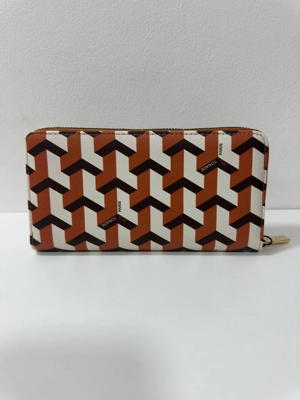 Portefeuille Zippé Chevrons Terracotta – Bill Tornade Paris