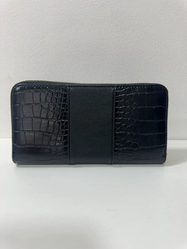 Portefeuille Zippé Croco Noir – Bill Tornade Paris