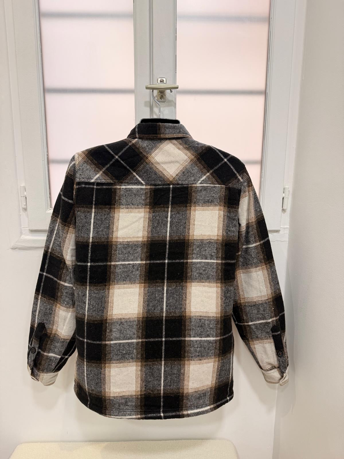 Surchemise doublée à carreaux – Beige & Noir