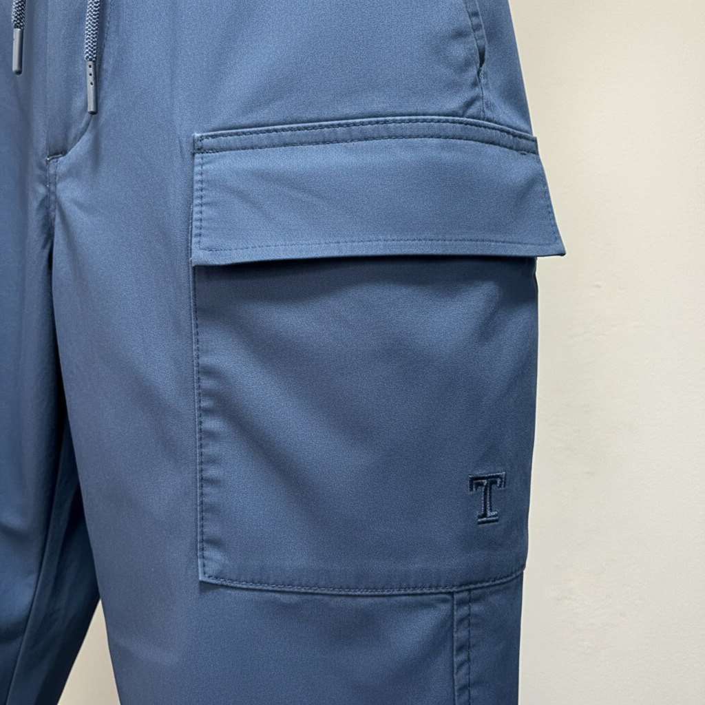 Détail poche cargo cuisse bleu