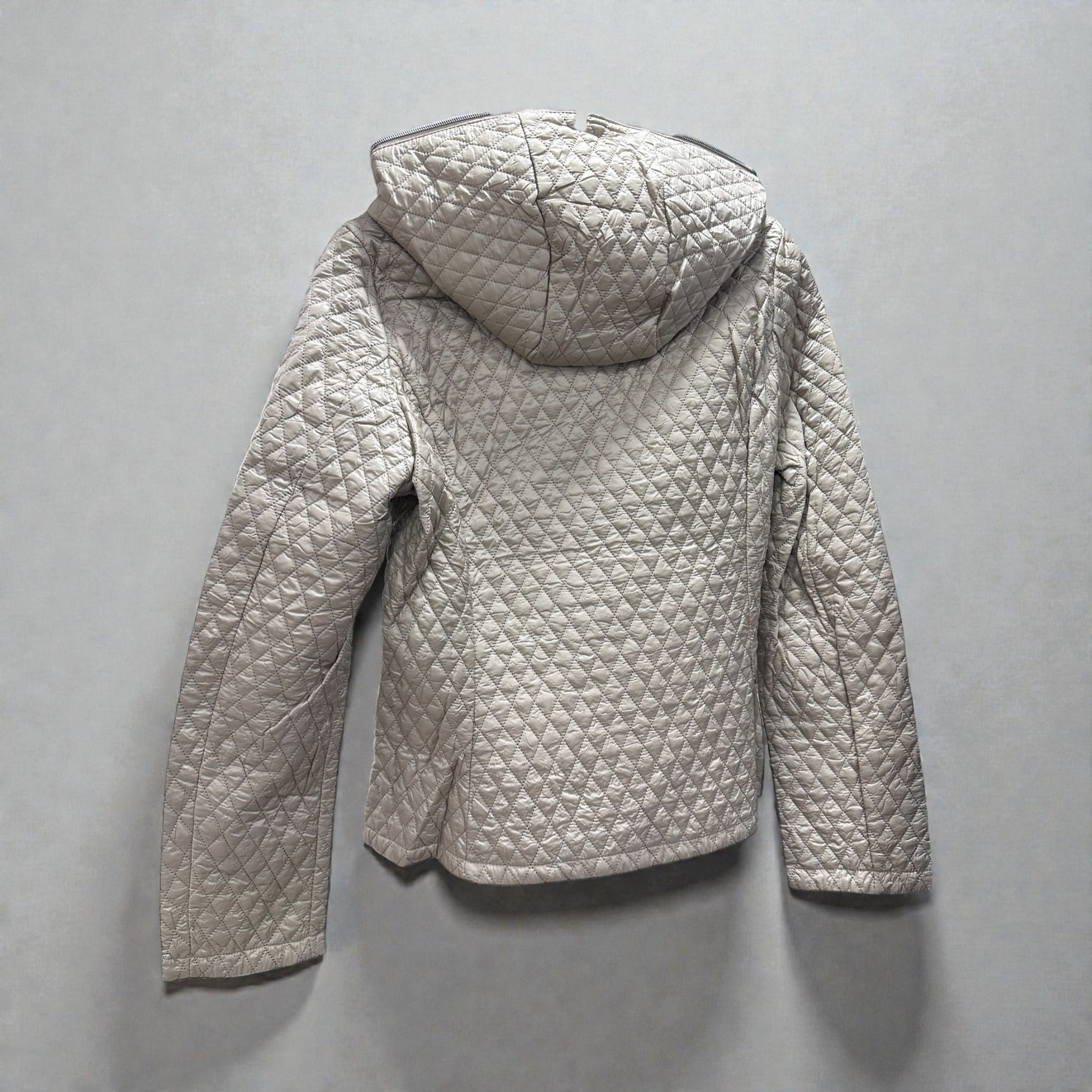 Veste matelassée à capuche beige – zippée & légère