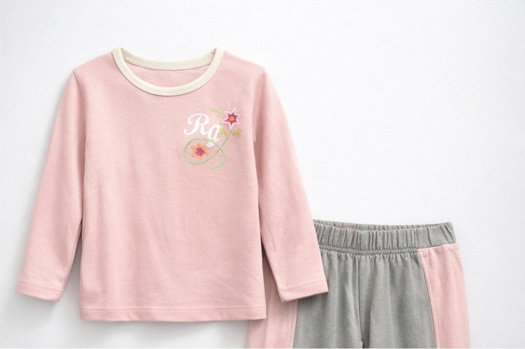 Ensemble Bébé 3 Pièces “Retro Girl” – Veste Zippée + Pantalon + Tee-shirt ML (Gris/Rose)