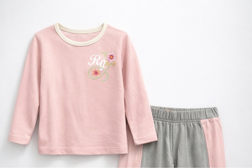 Ensemble Bébé 3 Pièces “Retro Girl” – Veste Zippée + Pantalon + Tee-shirt ML (Gris/Rose)