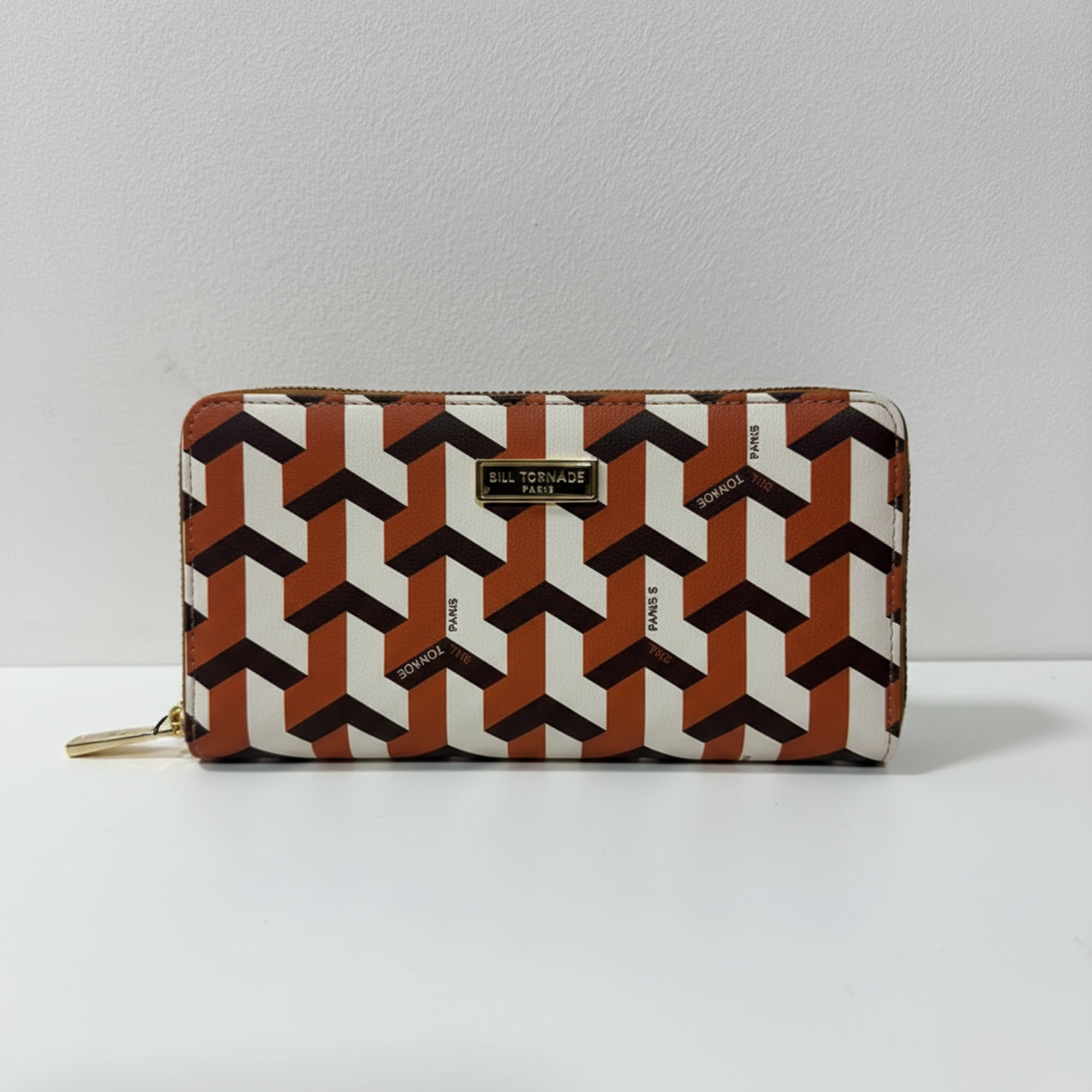 Portefeuille chevrons terracotta Bill Tornade Paris – recto visuel pro