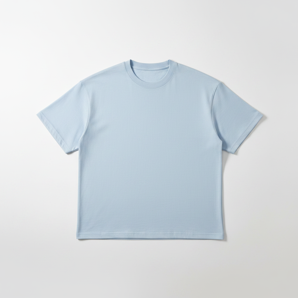 T-Shirt Oversize Bleu Ciel — Flat lay studio