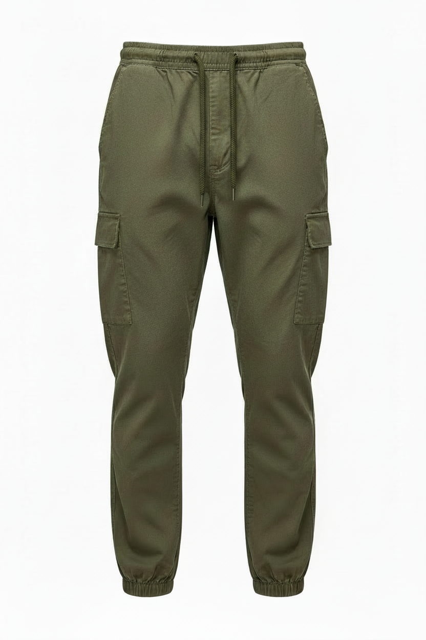 Pantalon cargo vert kaki – vue de face studio