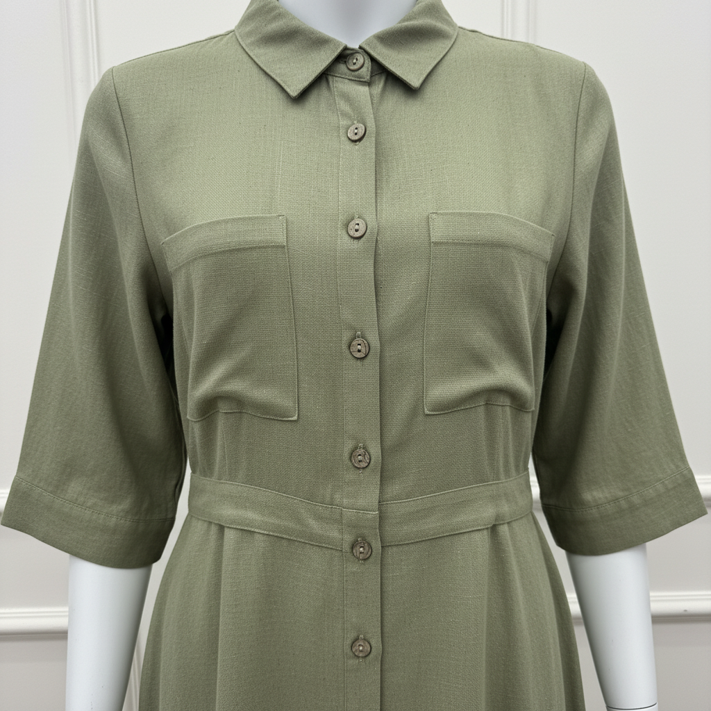 Robe chemise longue effet lin femme
