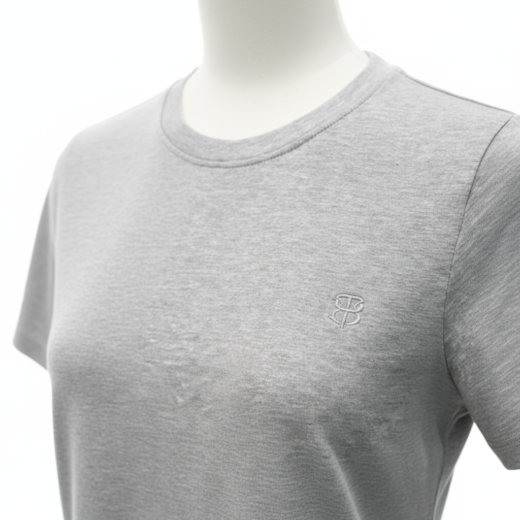 T-shirt femme gris Bill Tornade Paris – détail logo brodé