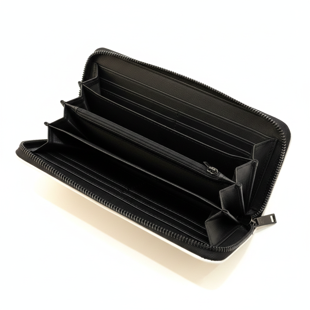 Portefeuille Zippé Noir Double Zip Argenté – Bill Tornade Paris