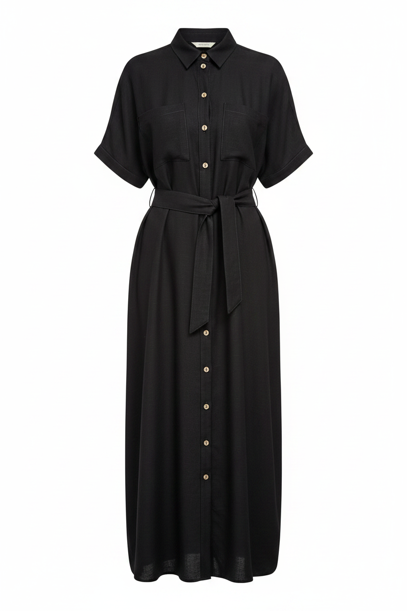Robe chemise longue effet lin femme