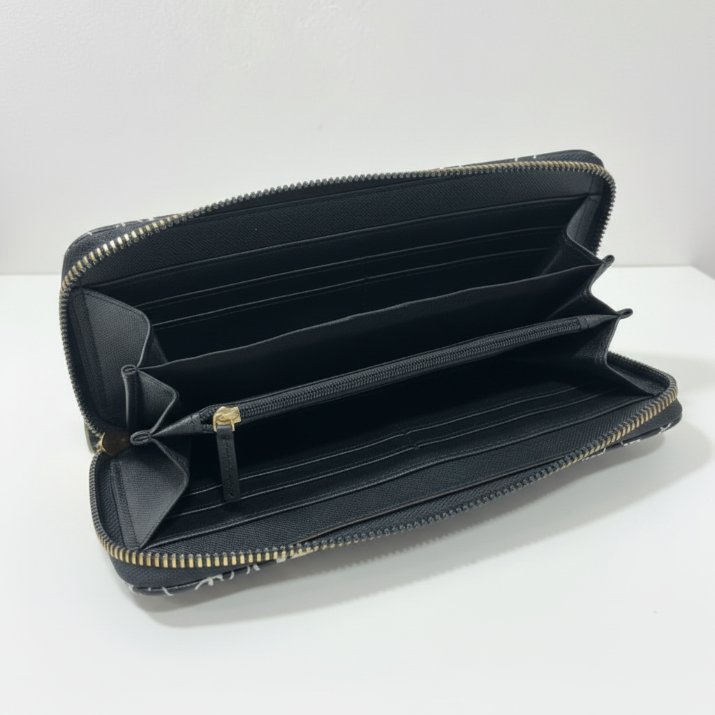 Portefeuille pied-de-poule Bill Tornade Paris – intérieur zip noir