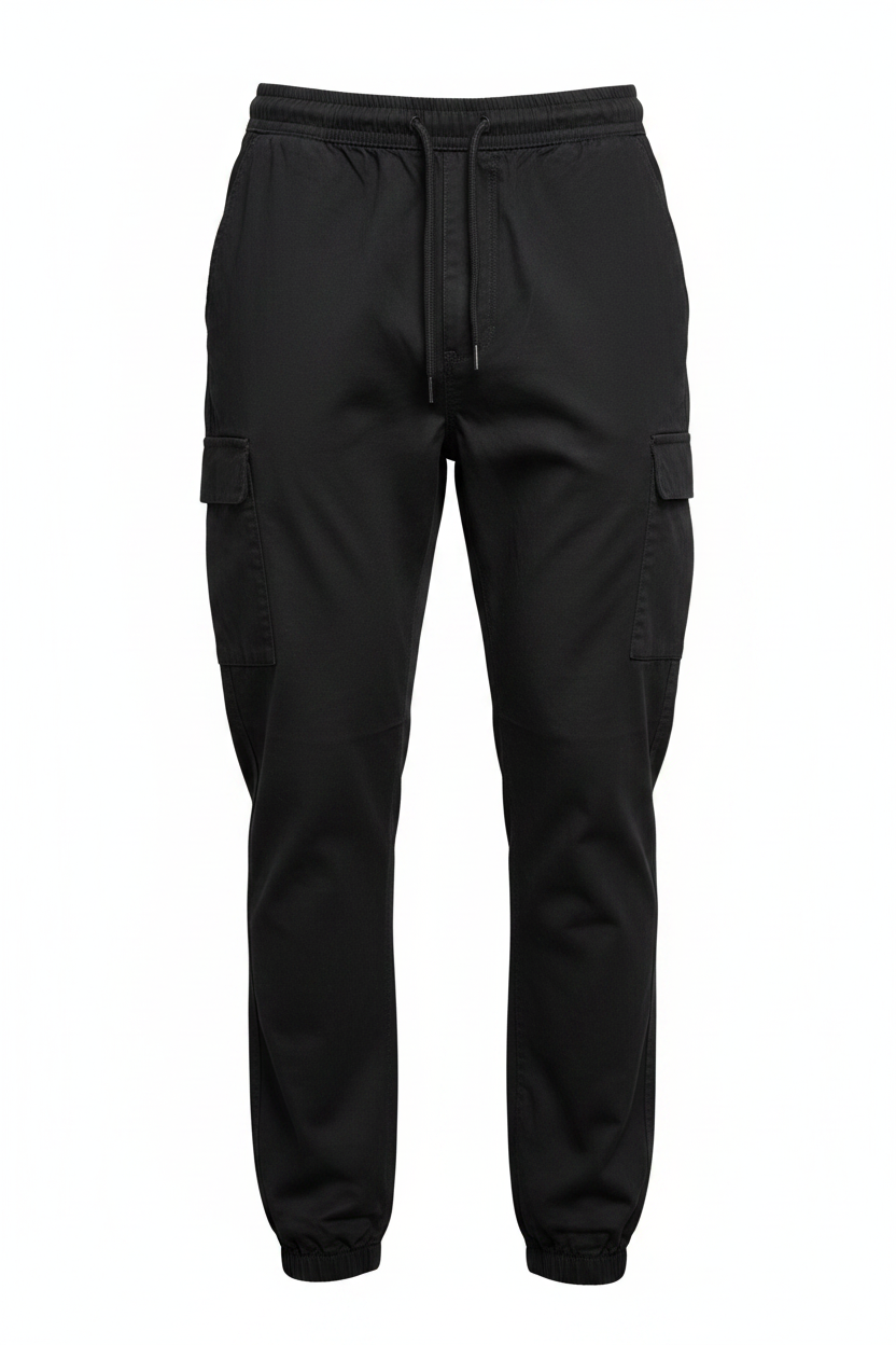 Pantalon cargo noir – vue de face studio