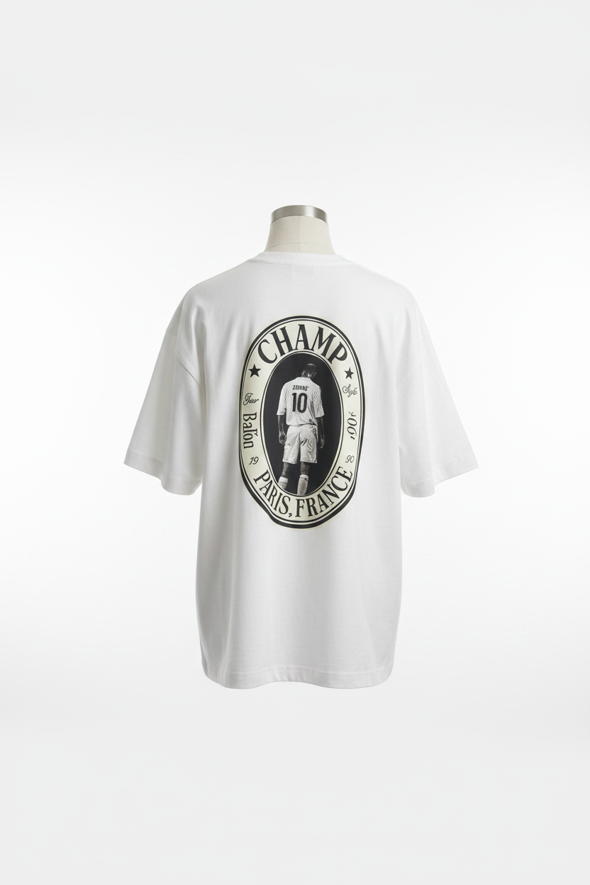 Zidane T-Shirt Oversize CHAMP 1990 Streetwear Homme