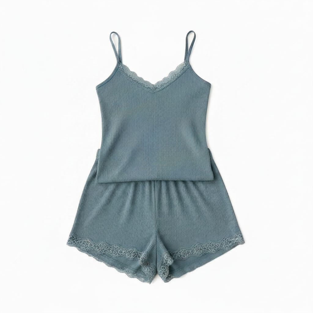 Ensemble Pyjama Femme Short et Débardeur Dentelle