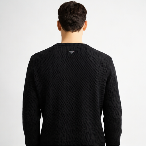 Pull Union Black homme 100% coton – Noir (maille texturée)