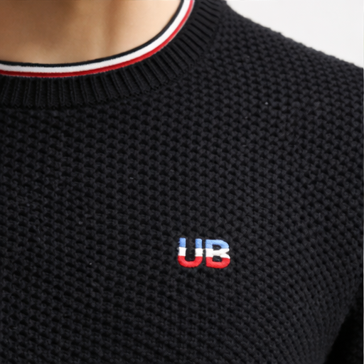 Pull Union Black homme 100% coton – Noir (maille texturée)