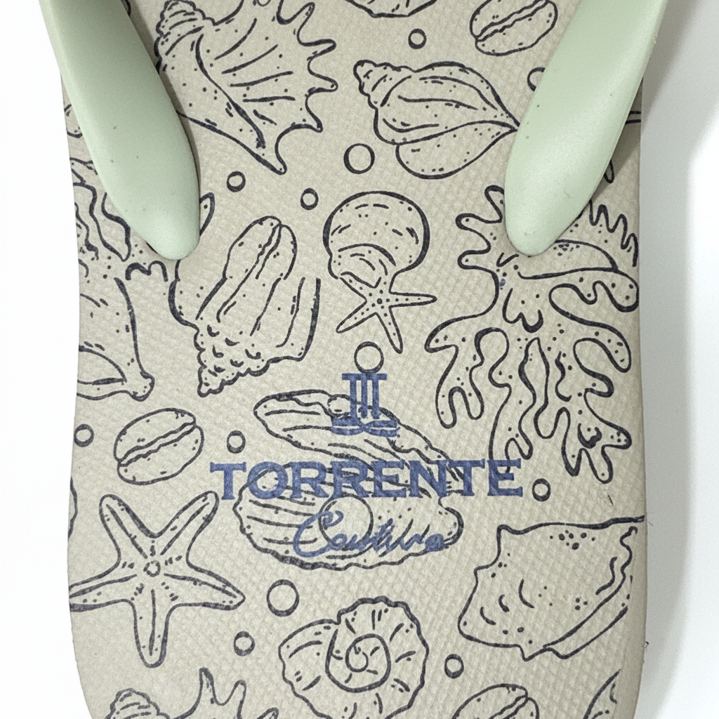 Tongs coquillages – Gros plan logo
