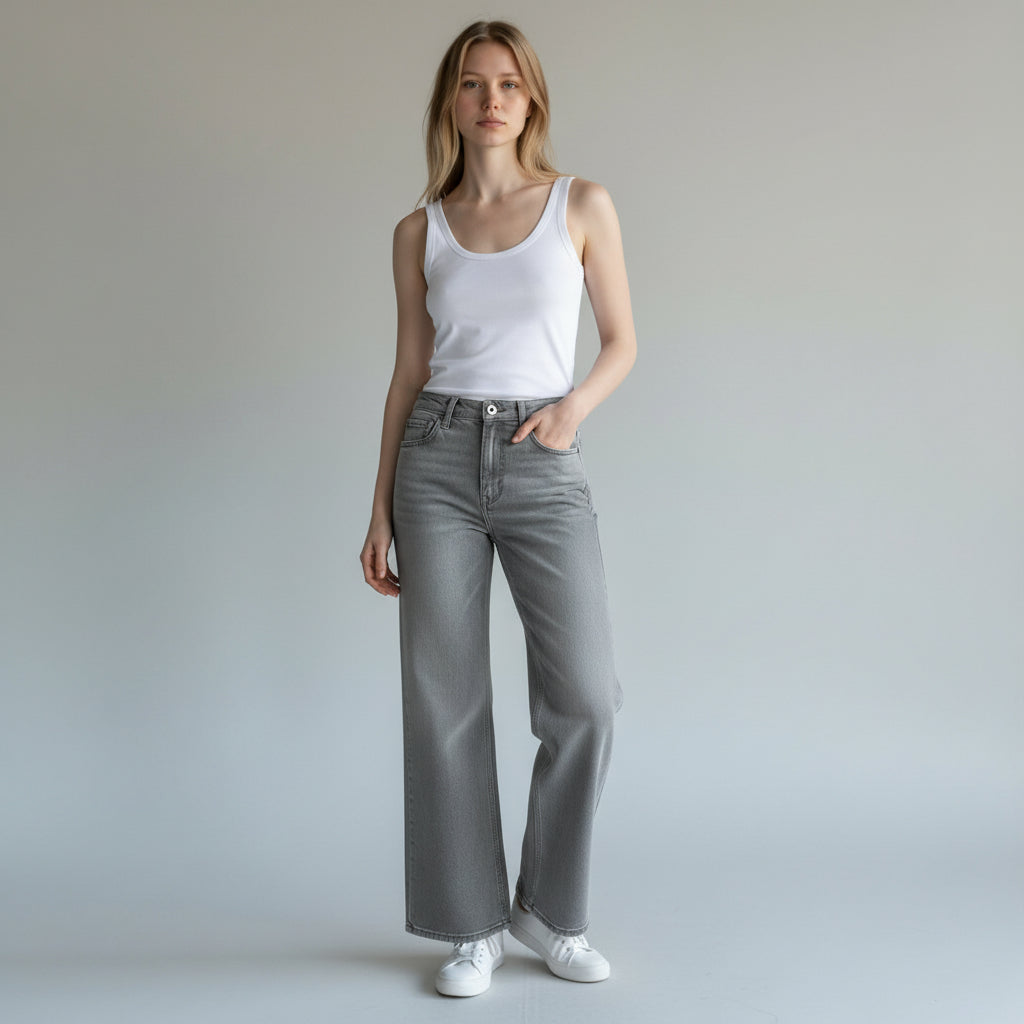 Jean wide leg – Gris